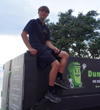 Paddy sitting on the DumpJunk truck