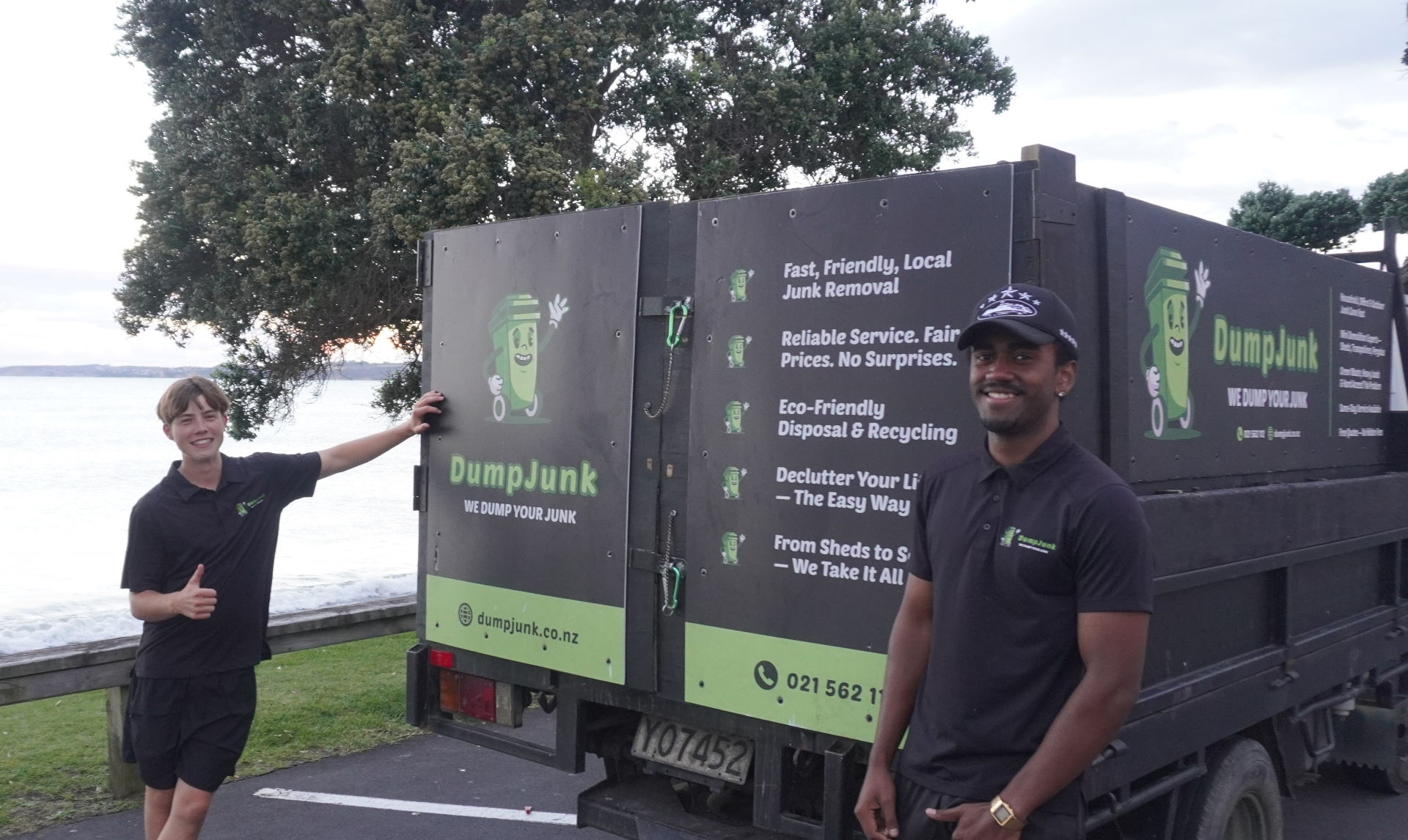 DumpJunk crew with their truck on the Hibiscus Coast